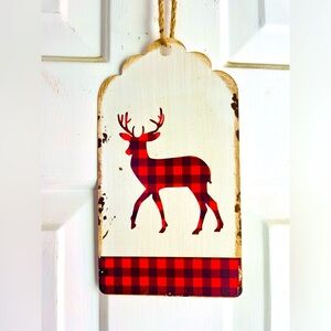 *Distressed Metal Buffalo Check Deer Hanging Tag